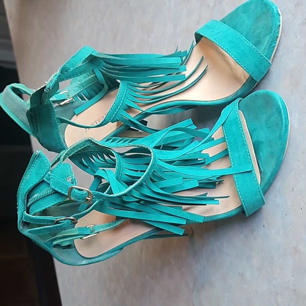 Fringe heeled sandals